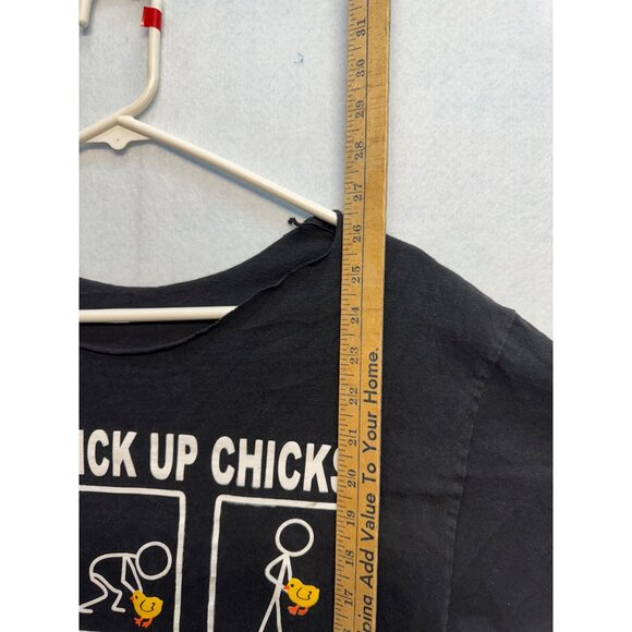 How To Pick Up Chicks Funny Graphic T-Shirt Black Short Sleeve Unisex Cotton - Picture 5 of 7